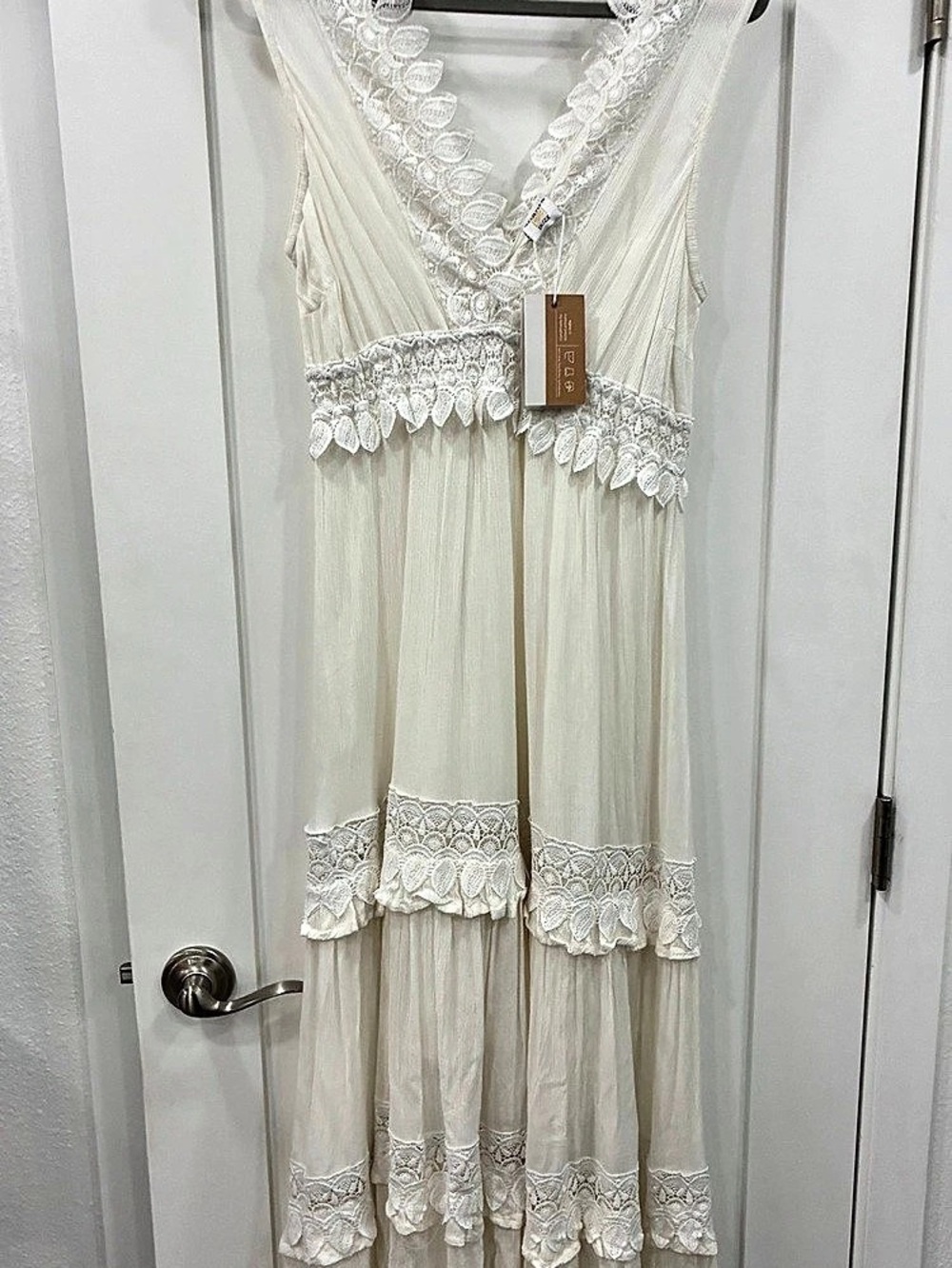 ZARA Maxi Lace Dress in White Size XL NWT
